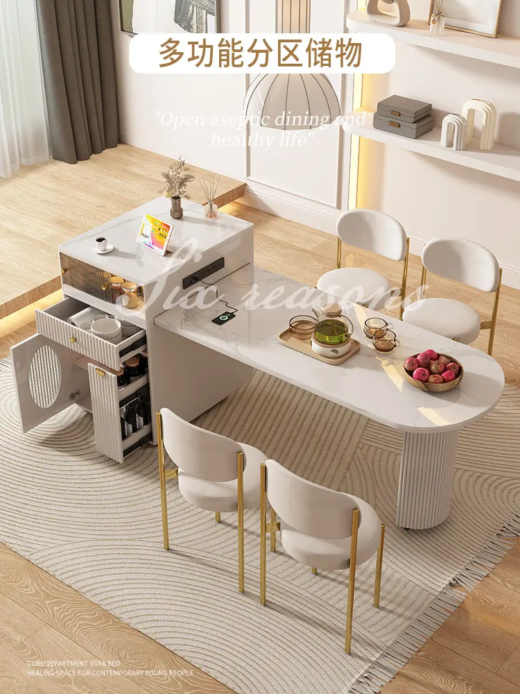 Cream Wind Rock Plate Island Table, One Piece, Scalable Household Bar Table, Small Unit, Multifunctional