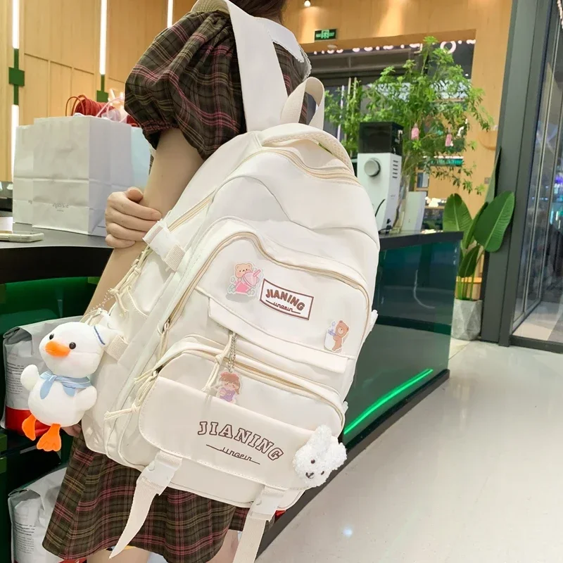 Yao Dong Zaino scolastico simpatico cartone animato per ragazze di grande capacità con decorazioni in peluche Ideale per l'uso quotidiano