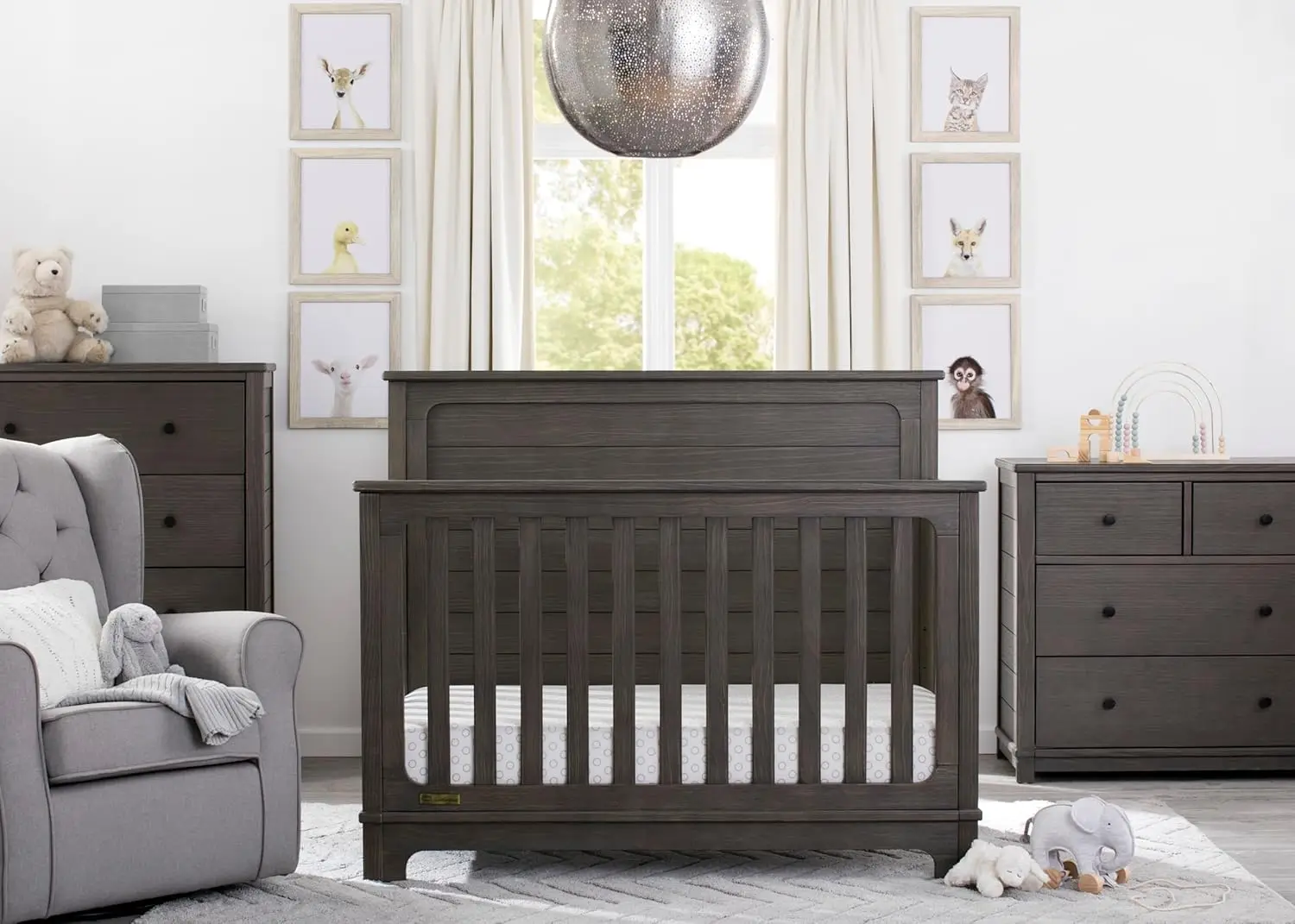 Delta Children Simmons anak-anak tidur Monterey 4-In-1 Convertible, Rustic Grey + Simmons anak-anak senyap malam bernapas