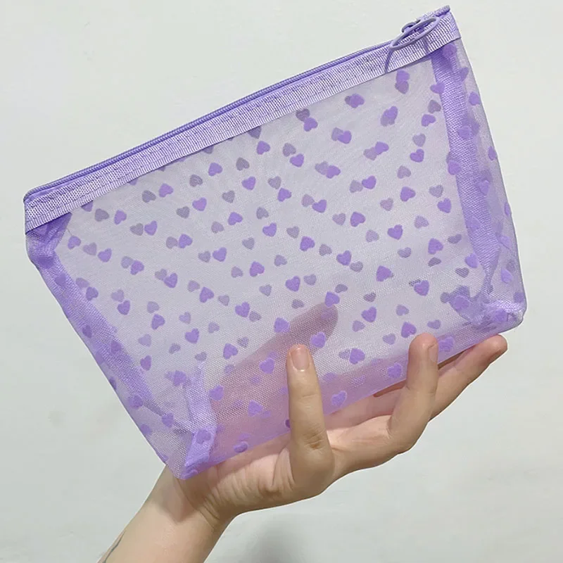 1 pz Mesh Women Clear Makeup Pencil Case Storage Bags Small Large Cosmetics Bag Organizer Case custodia multifunzione