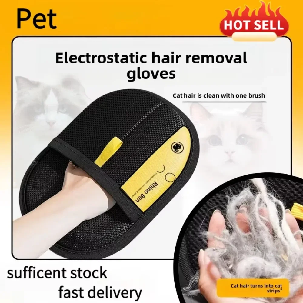Pet Hair Removal Kit Sticky Roller Static Brush Grooming Gloves for Cat Dog Fur on Furniture Car Clothing