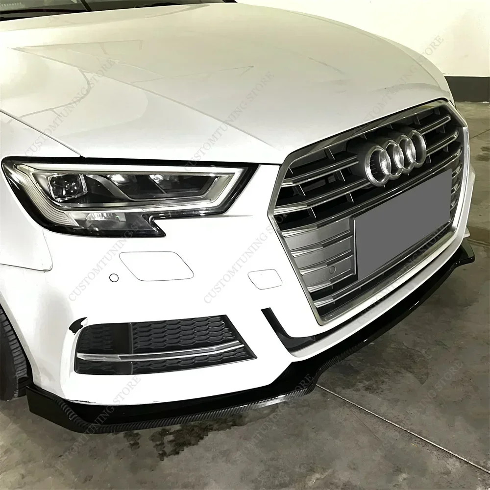 For Audi A3 8V S3 3Pcs Car Front Bumper Lip Spoiler Splitter Diffuser A3 TFSI TDI Sportback S-line 2017-2020 LCi Bodykit Tuning