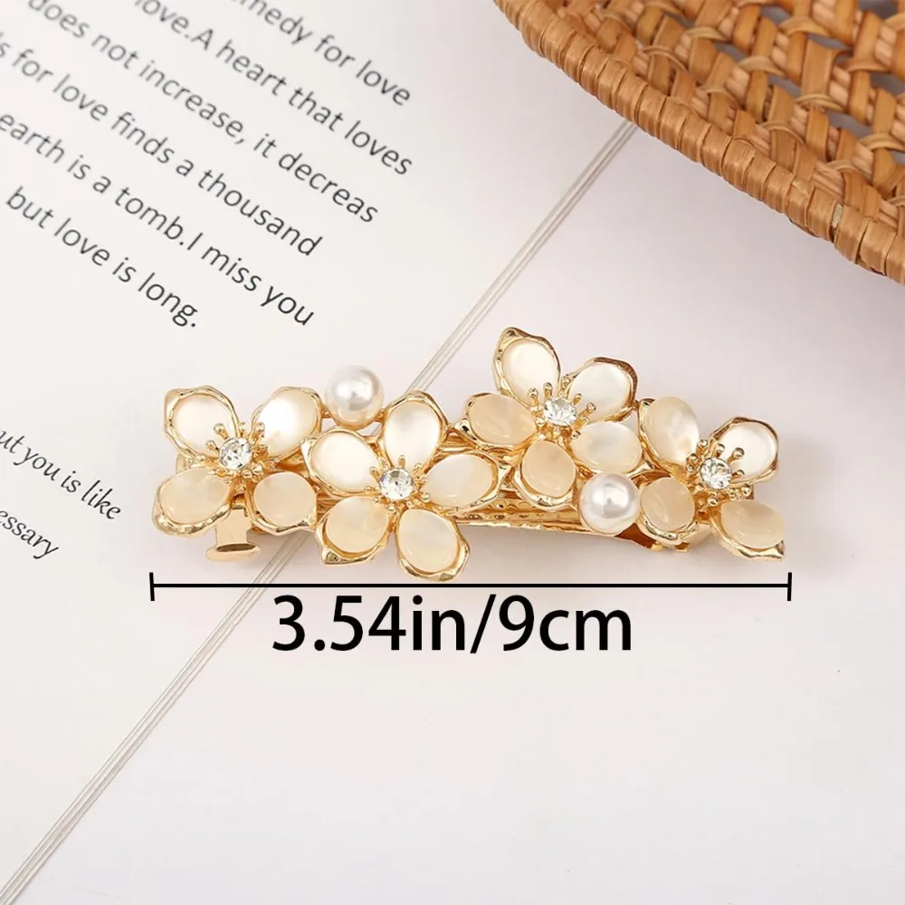 3 قطع من مشابك الشعر على شكل زهرة للنساء، مشابك شعر على شكل زهرة من حجر الراين العتيق، دبوس شعر على شكل زهرة كريستال فرنسية #2