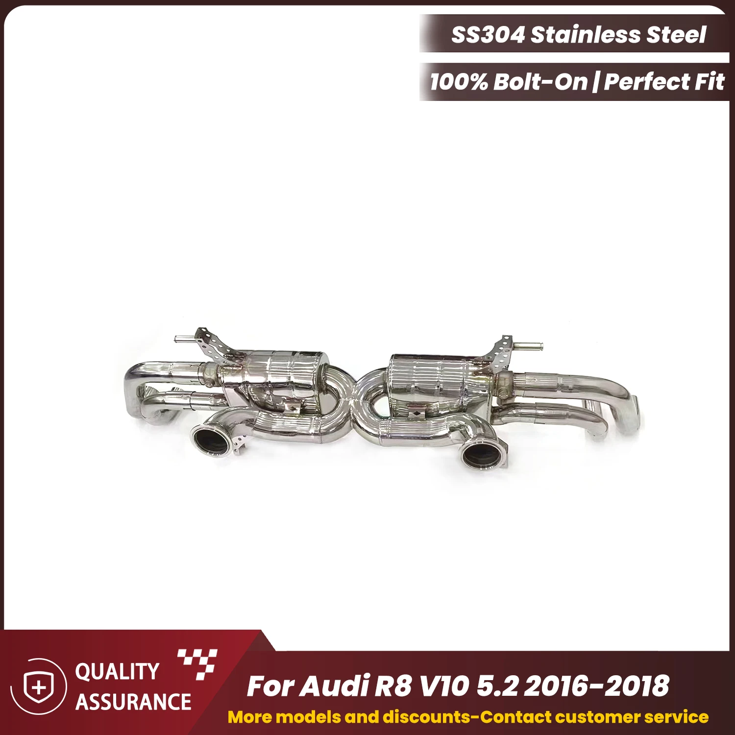 

ECCF SUS304 Пневматический клапан Catback Performance Exhaust для Audi R8 V10 5.2 2016-2018 Агрессивный звук выхлопной системы Простая установка