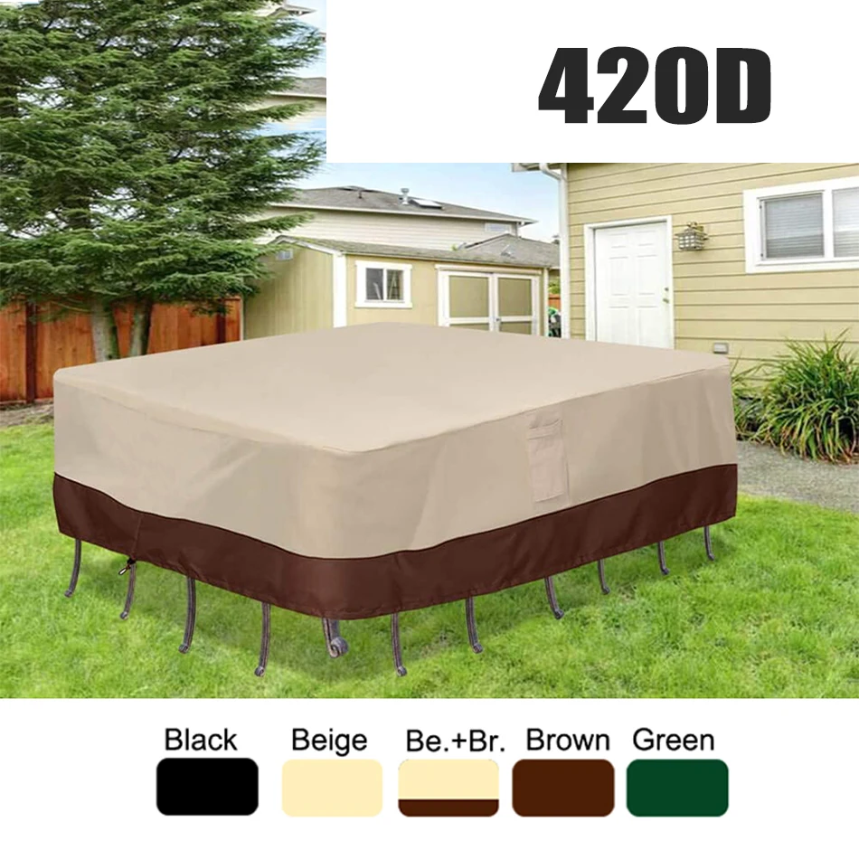 420D HEAVY DUTY Outdoor Waterproof Patio Furniture Set Cover Garden Rain Snow Wind-Proof Anti-UV Cover for Sofa Table Chair