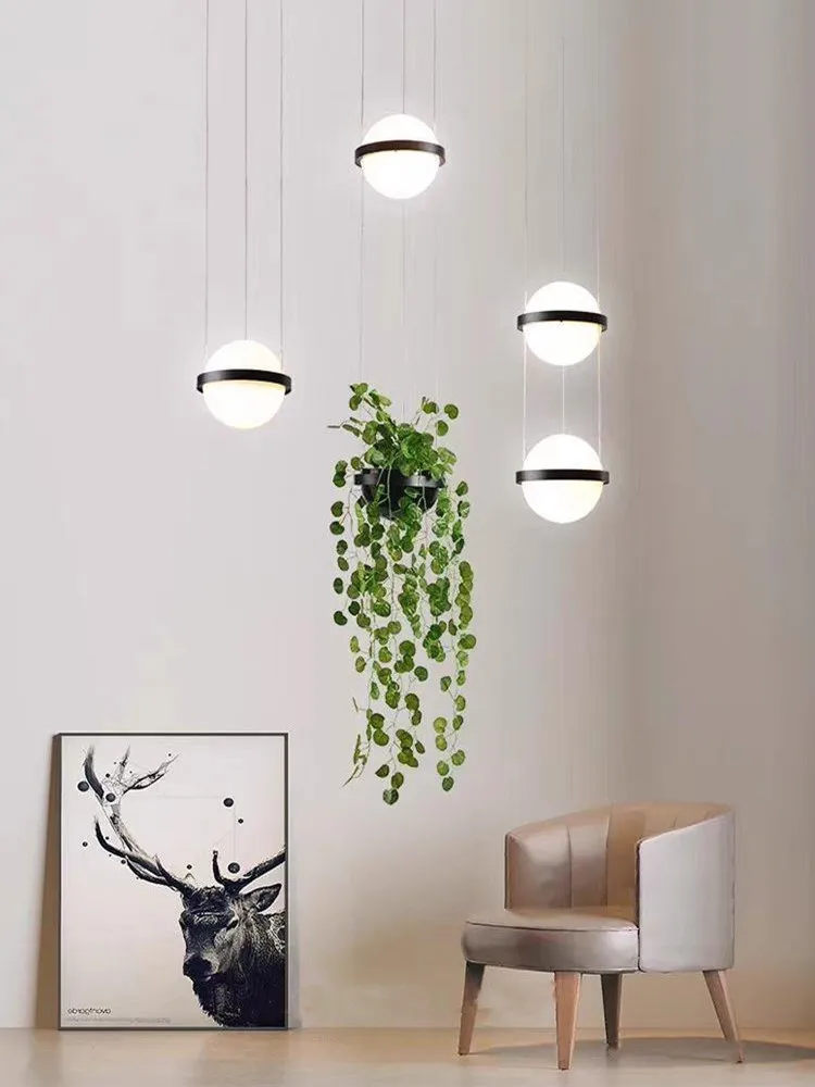 

Nordic countryside pendant light restaurant bar coffee shop retro living room spring green plant round ball pendant light