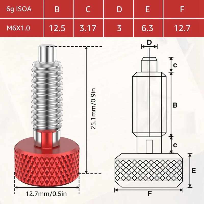 Quick Release Pins Kit para Rolling Toolbox, punho recartilhado, aço inoxidável Lock, M6