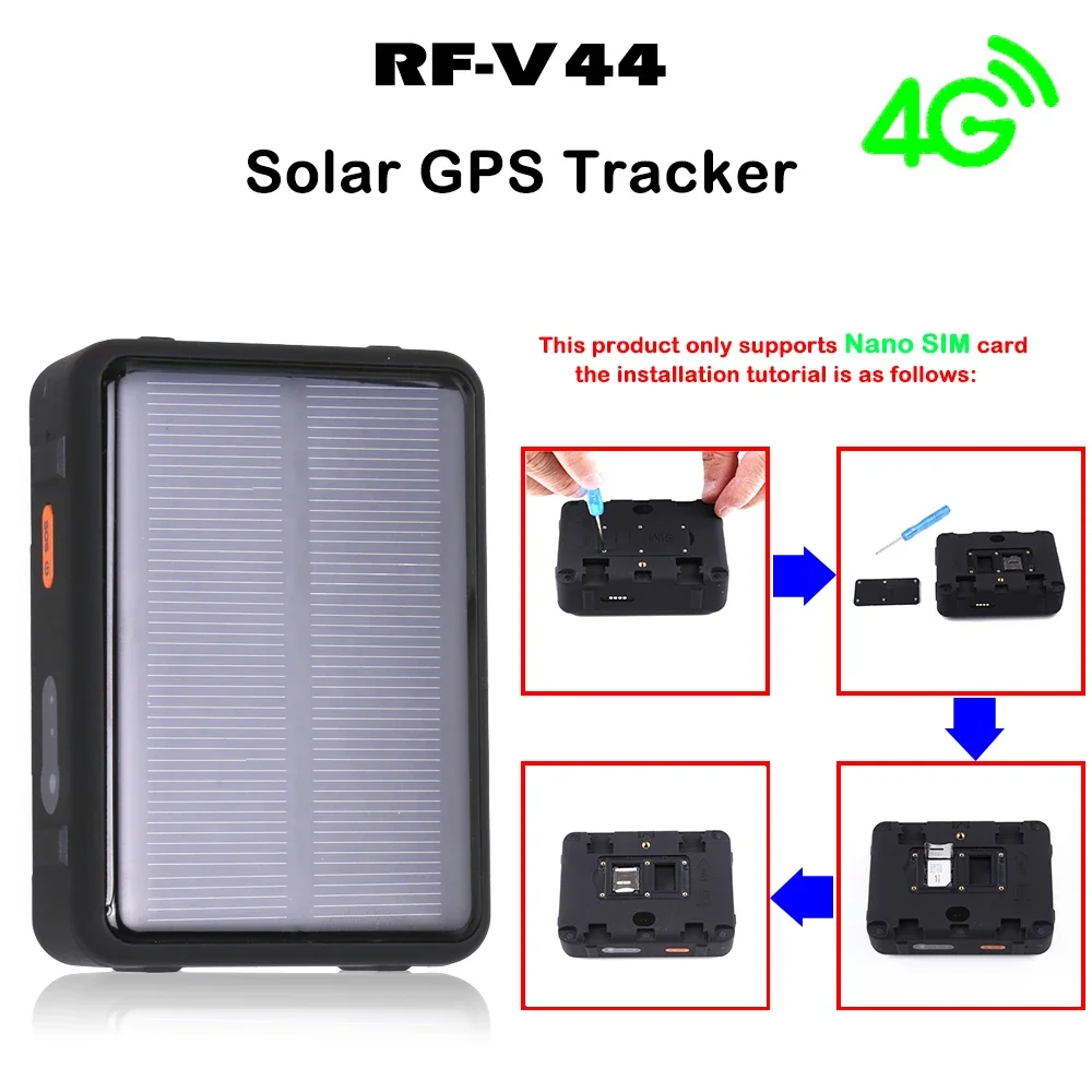 solar energy GPS Tracker 2G/3G/4G  tracking system RF-V44 gps tracking wireless  car tracker supports temperature sensor