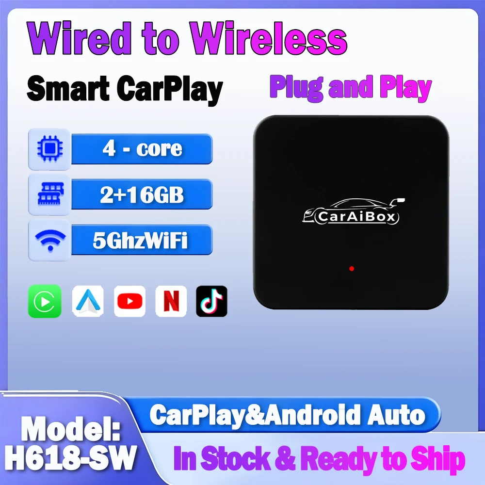 

Wired to Wireless CarPlay & Android Auto Smart Adapter with Dual-Band Wi-Fi