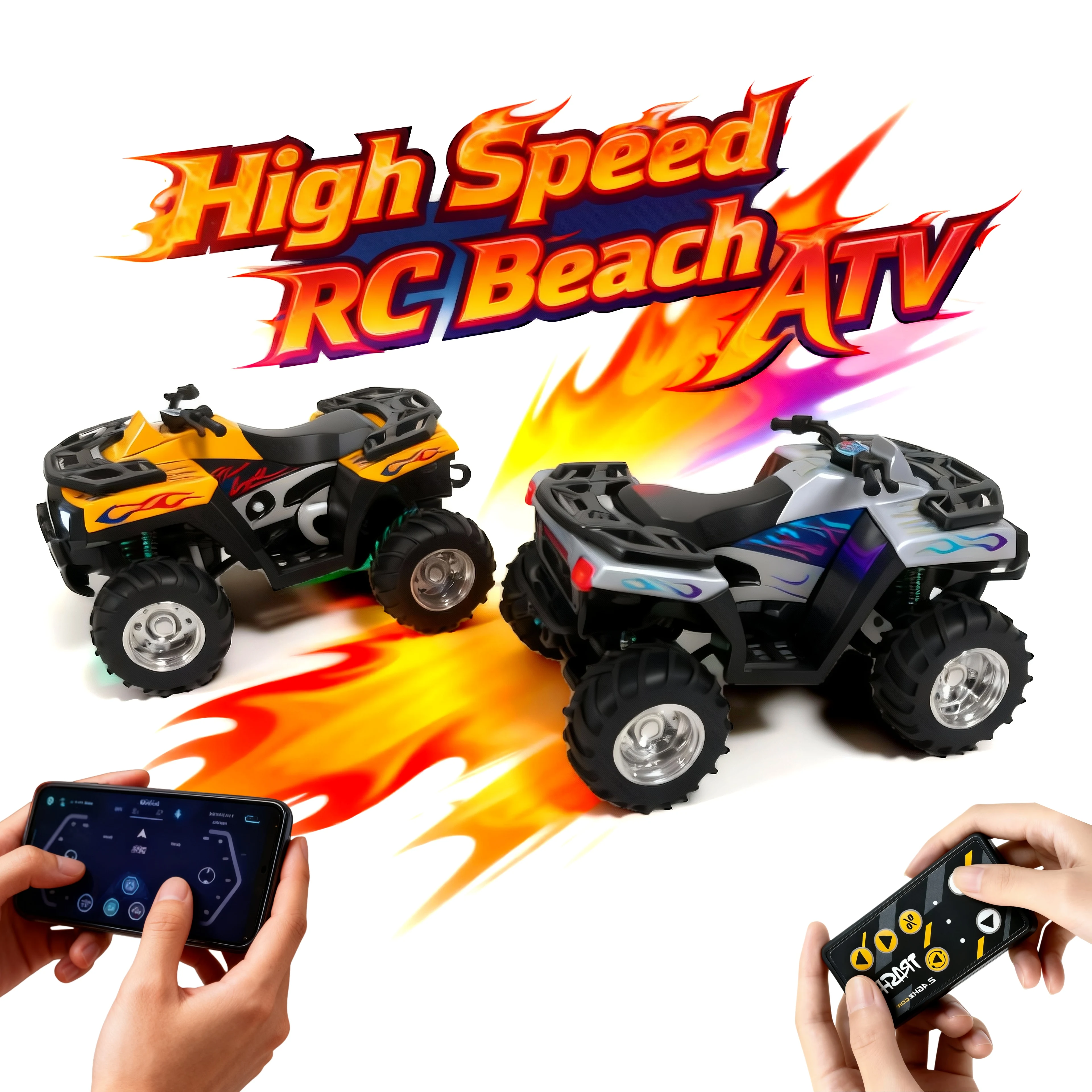 Brinquedo de motocicleta de praia com controle remoto de metal em escala 1:64 com luzes piscantes de som realista de 3 velocidades recarregável por USB 2,4 GHz