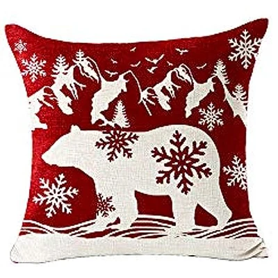Frohe Weihnachten Schneeflocke roter Bär Leinen dekorative Kissen bezug Home Sofa dekorative Kissen bezug Kissen bezug 45x45