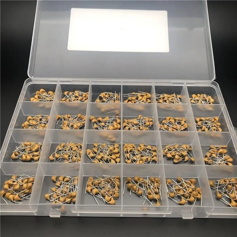 480Pcs 24Values Monolithic Ceramic Capacitor Assortment Kit 10PF-10UF 50V Through Hole Capacitor Set For Electronic Circuit DIY
