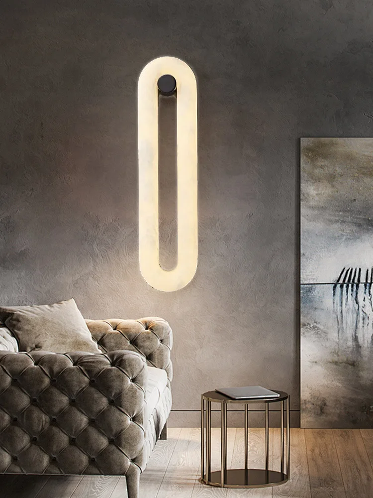 Post-modern O-shape Marble Wall Sconce Creative Living Room Luxury Home Design LED Wall Lights Art Villa Hotel Foyer Wall Decor