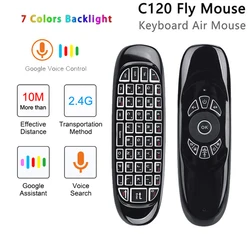 2.4G C120 Backlight Voice Air Mouse Rechargeable Wireless Remote Control Keyboard for Android TV Box Computer English Keypad