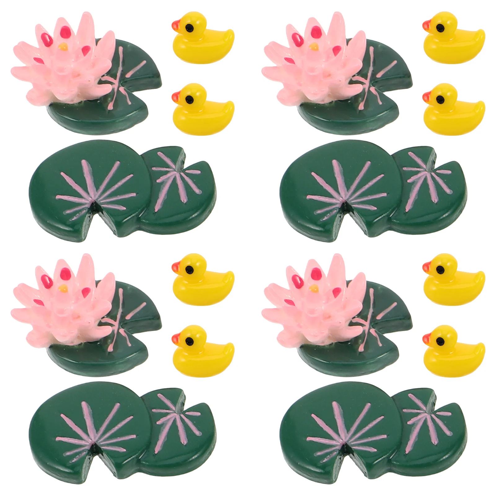 

16Pcs Mini Resin Lotus Leaf and Duck Set Small Figures for Moss Succulent Garden Miniature Landscape Decor