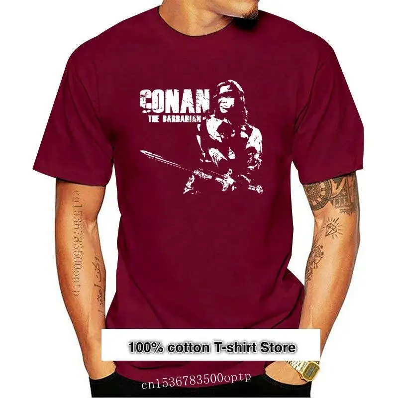 Camiseta con licencia de Conan, camiseta de Conan The bárbaro, Conan, con espada desgastada, nueva