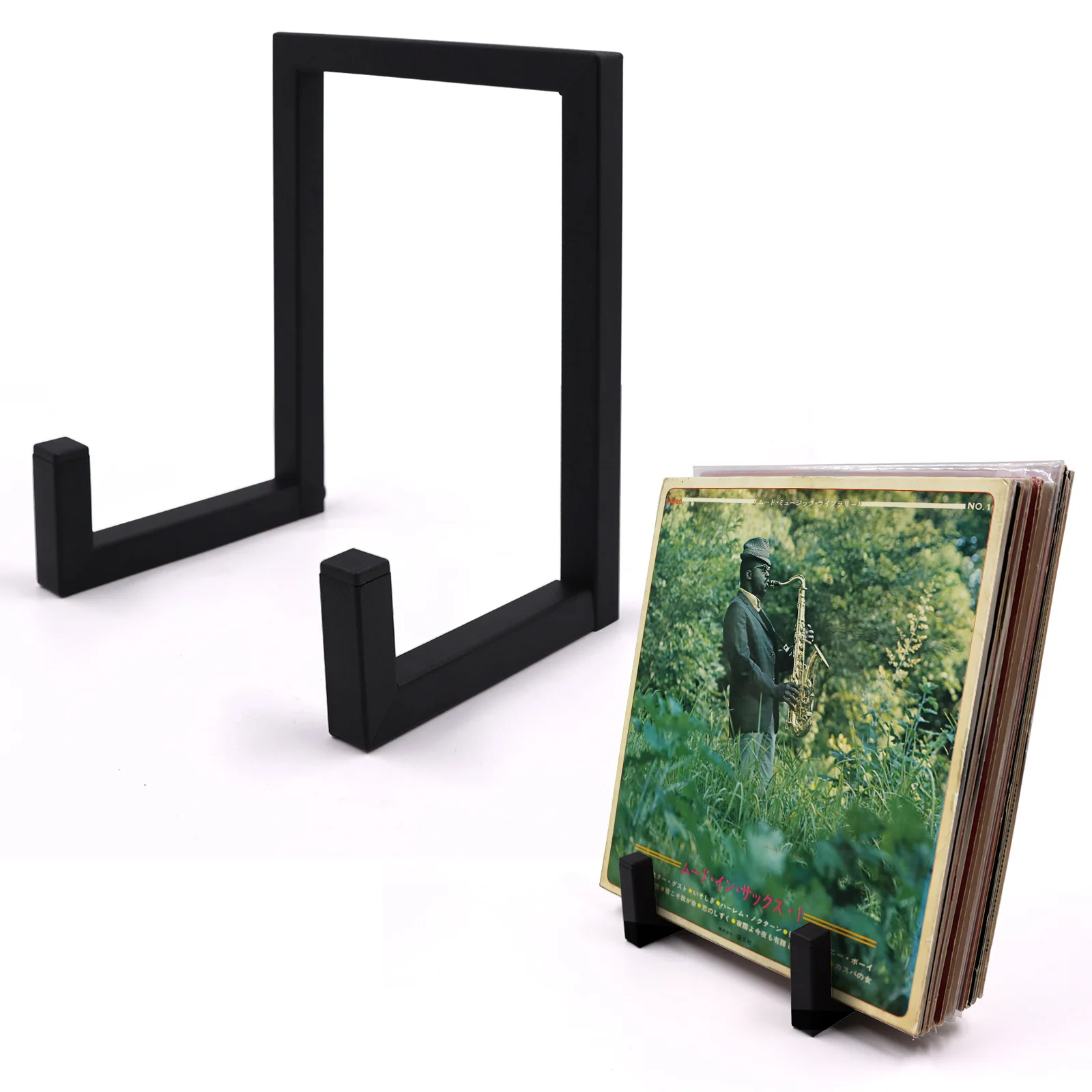 Metal Vinyl Record Storage Tabletop Retro Minimal Record Holder For LP Display,Small Vinyl Record Stands Organizer