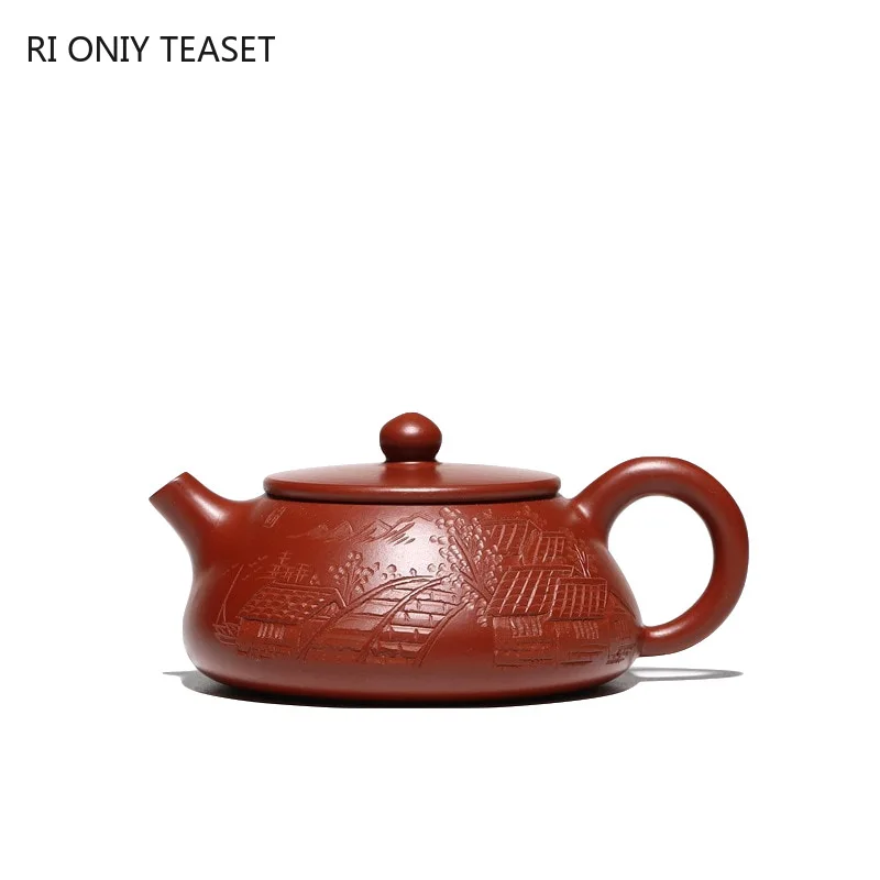 

120ml Chinese Yixing Purple Clay Teapots Raw Ore Dahongpao Stone Scoop Tea Pot Home Zisha Filter Kettle Customized Tea Set Gifts