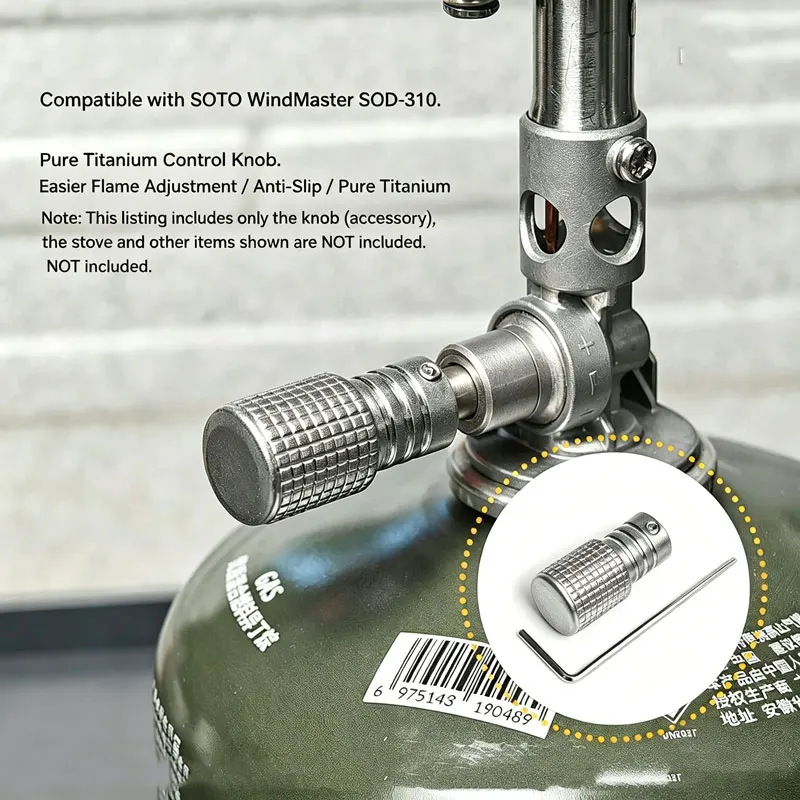 For SOTO SOD-310 Stove Titanium Knob Non-slip Flame Regulator Control Knob Outdoor Camping Stove Accessories Gas Stove Parts