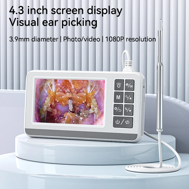 Imagem -02 - Otoscópio Digital para Limpeza de Cera Limpeza de Cera Luzes Led Pixels hd 1080p Gravação de Foto e Vídeo 43 £ 39 mm