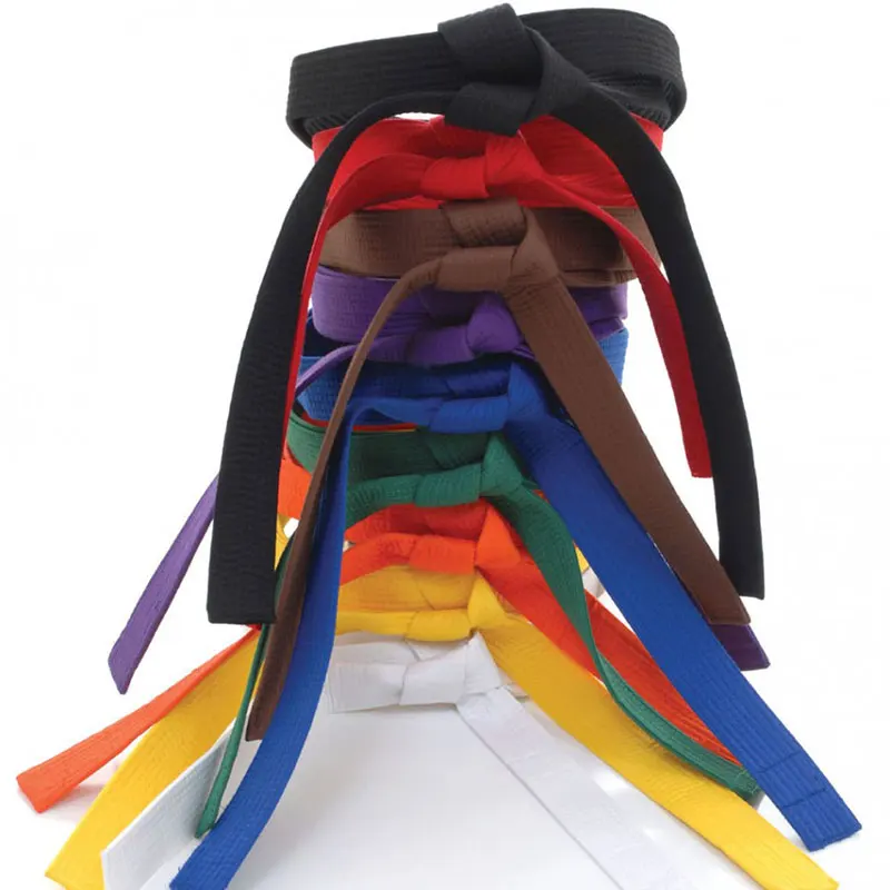 Karate belt system white, yellow, orange, green, blue, purple, red, brown, black, children, youth, training, 1-10Kyu