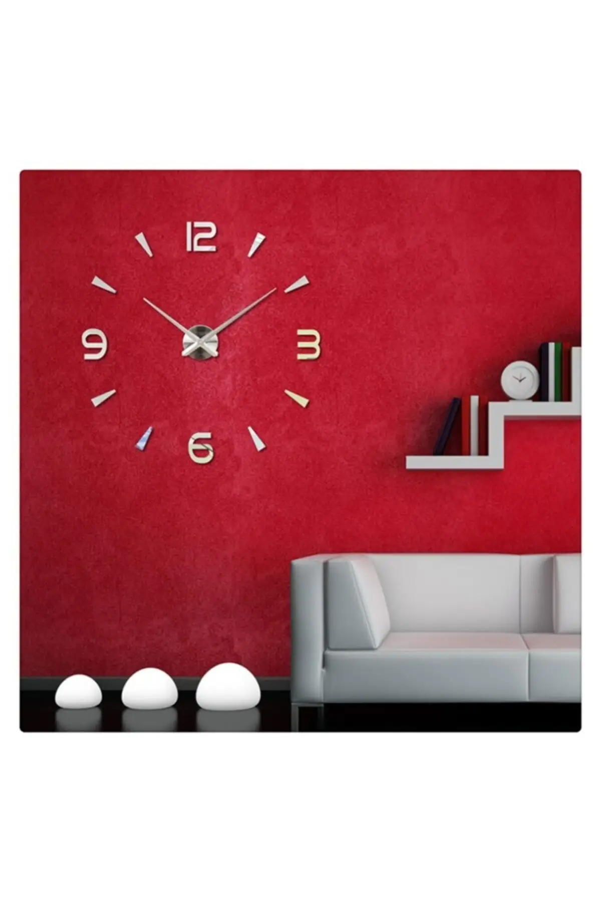 Uras Decorative 3 D Clock Triangle Digit Model Wall Clock Creative Home Decor