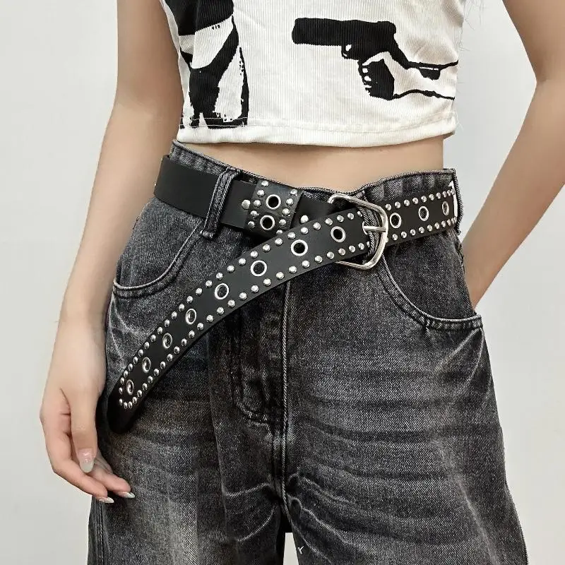 Women Jeans Special Rivet Belt - New Fashion Personality Senior Black Ladies' Belt Casual Versatile Accessories