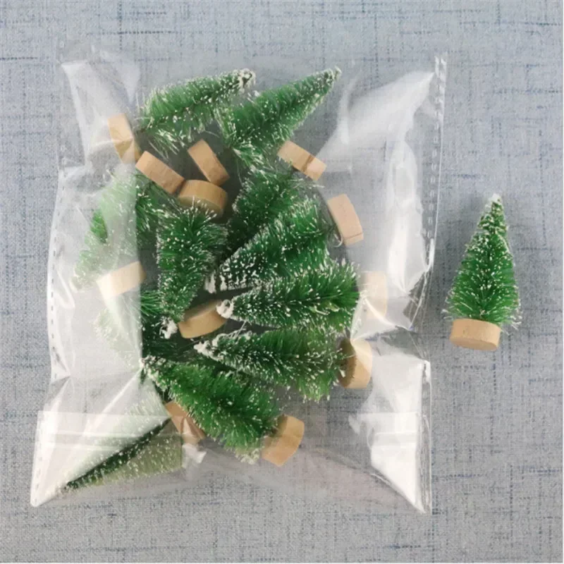 12Pcs Mini Christmas Tree Santa Claus Snow Christmas Decorations for Home DIY Frost Village Decor Navidad 2022 New Year Gifts