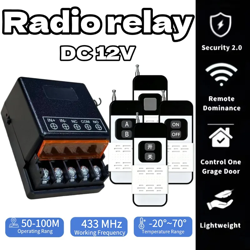 433Mhz Wireless Remote Control Switch DC 12V 24V 30A High Power Relay Receiver 1000 Meters Remote ON OFF for Electric Device