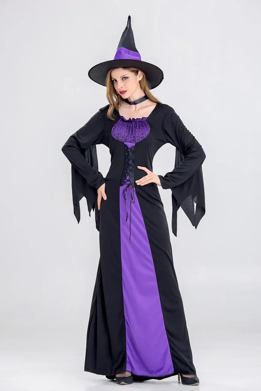 Adult Halloween Witch Cosplay Costume For Women Sexy Dress Hat Carnival Party Suit