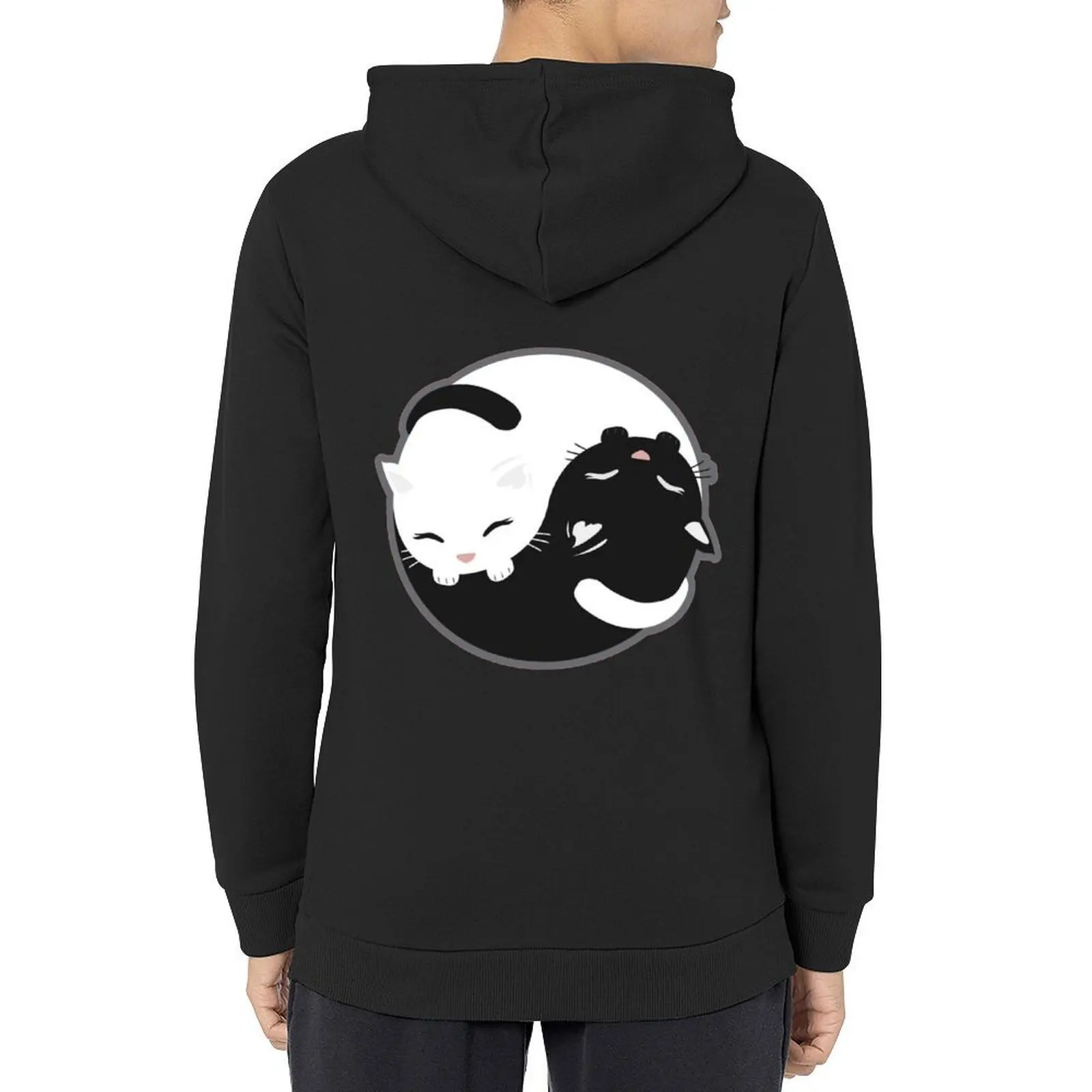 

Yin Yang Balancing Cats Hoodie anime clothes men clothes male clothes men's winter sweater new hooded tee