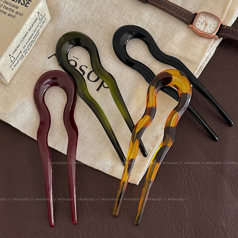 2026年 U字型ヘアフォーク ファッション べっ甲柄アセテ - Women'S Accessories List のレビューと価格