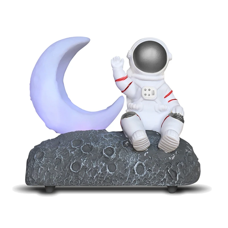 Astronaut Wireless Bluetooth Speaker Led Luminous Moon Light Smart Bedside Night Lamp Birthday Gift Ornament