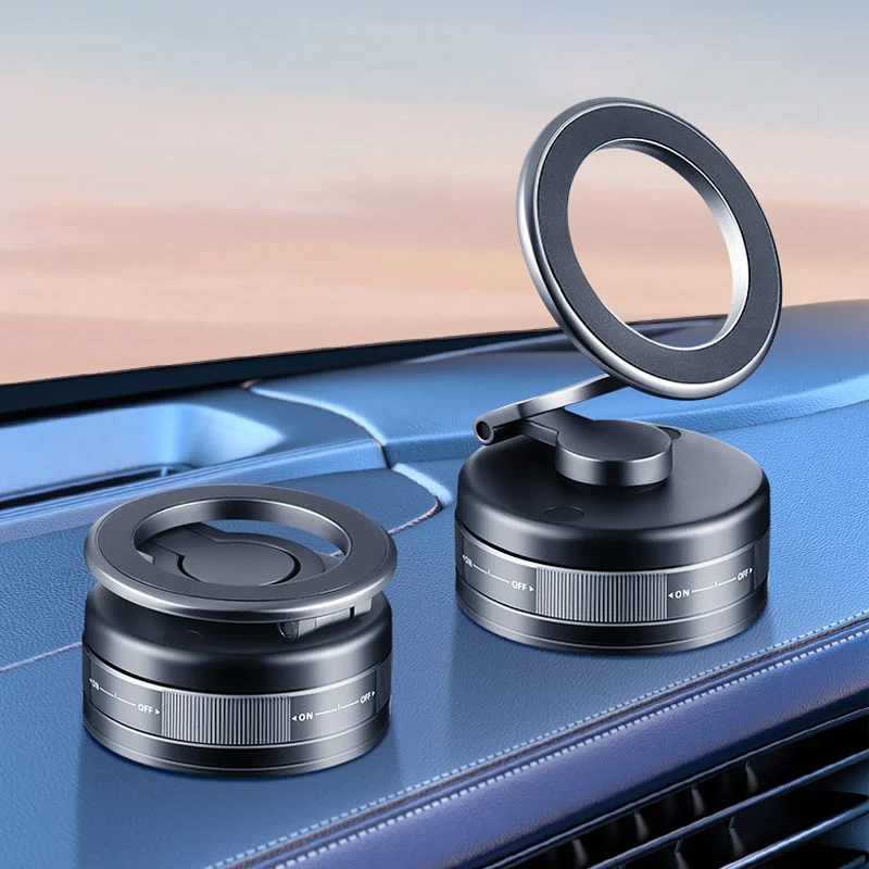 Vacuum Suction Magnetic Car Phone Holder 360° Rotatable Retractable for Magsafe Mount for iPhone 17 16 15 14 Samsung Android
