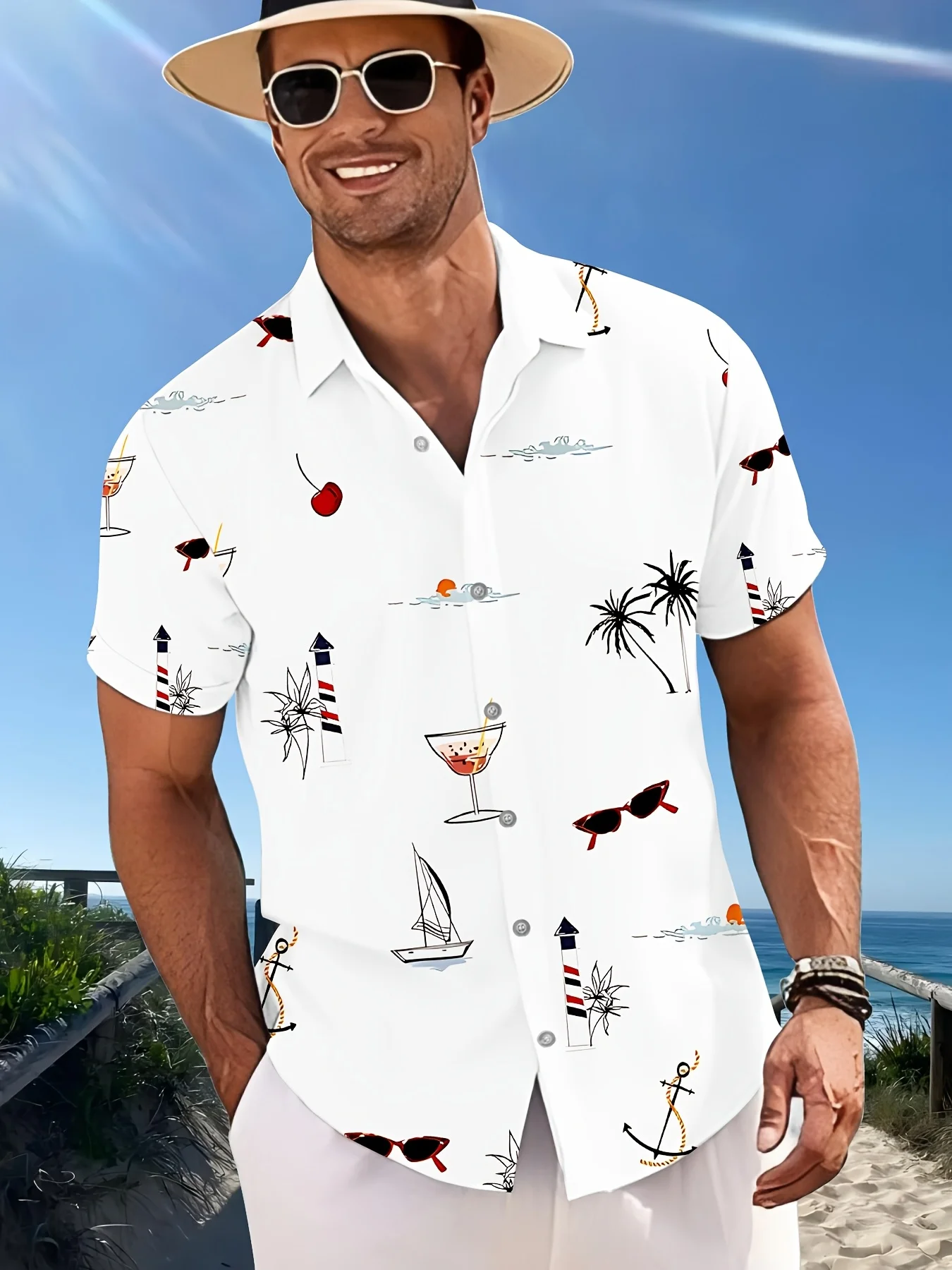 

2026 Summer New Style Men's Short-Sleeved Shirt with 3D Pattern Printing for Street Casual Fashion Comfortable and Soft