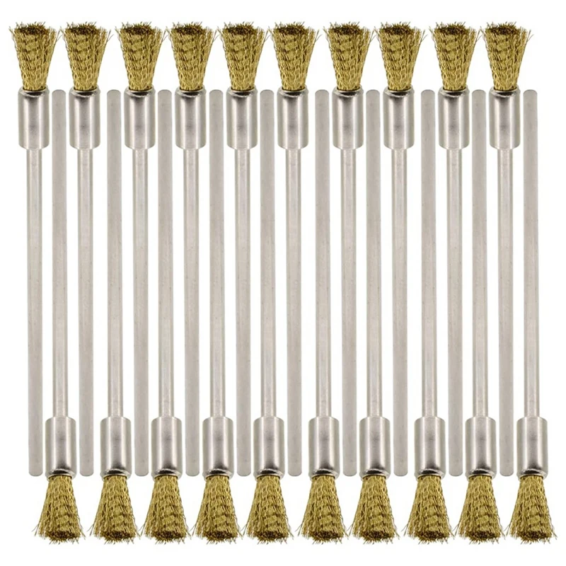 20PCS Brass Wire Brushes With Extended Handle - Metal Rust Removal, Polishing, Cleaning - 6Mm Diameter Durable Easy To Use