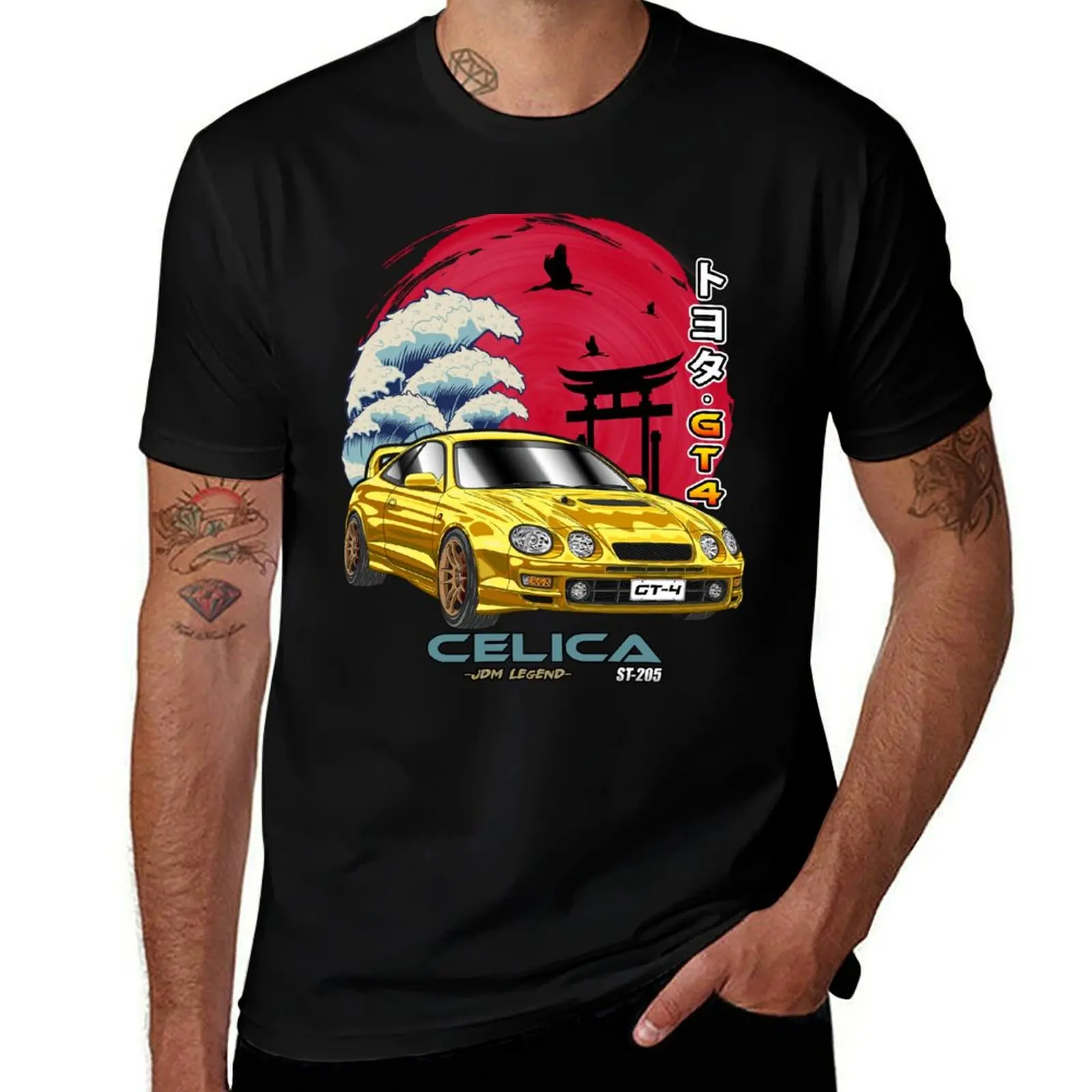 Желтая футболка Celica GT-4 ST205, японская футболка Sun Rising, летняя рубашка, забавные футболки с графикой для мужчин