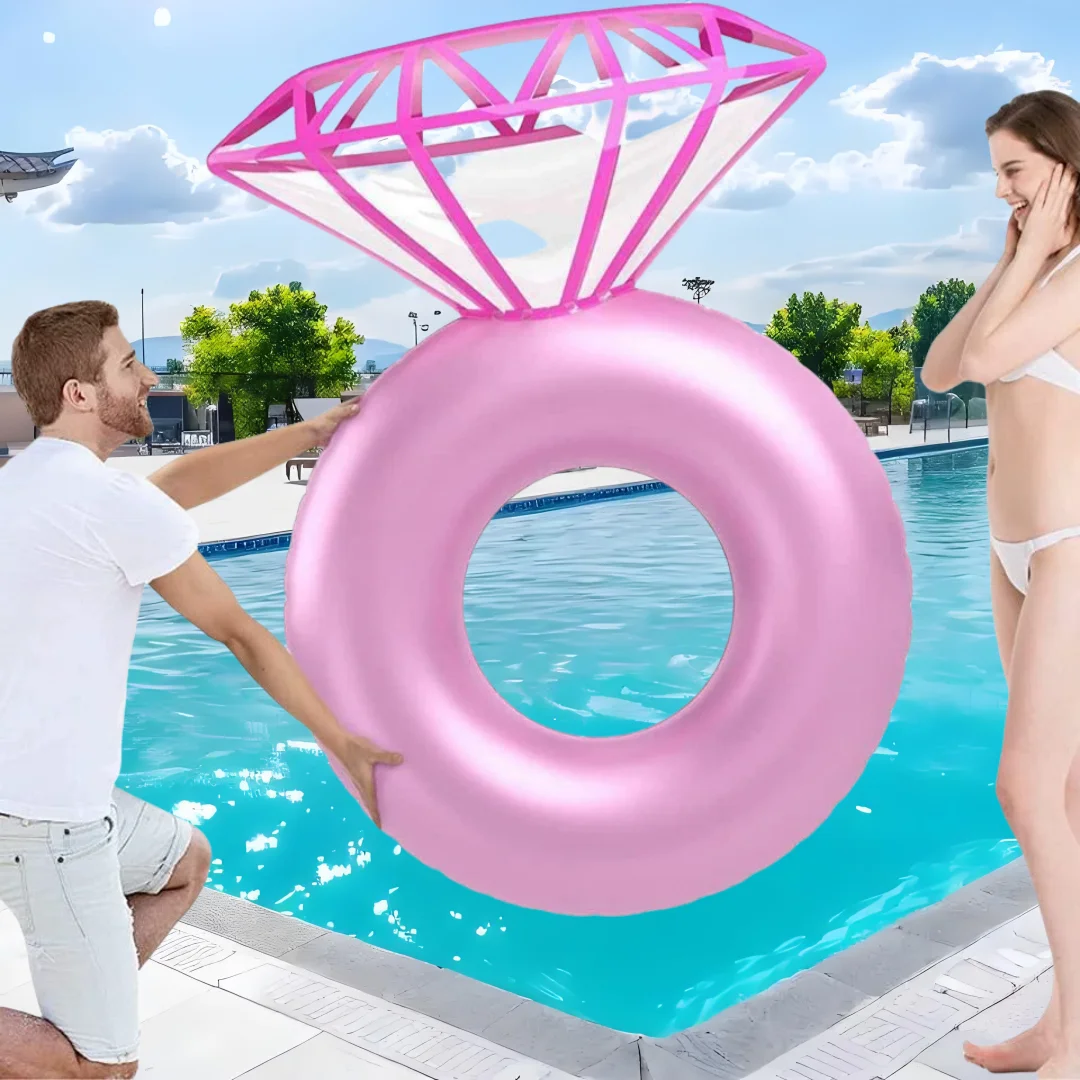 

New Style Big Pink PVC Inflatable Water Toys Swim Ring With Diamond Design Summer Swimming Pool Float Toy Swimming Party toys