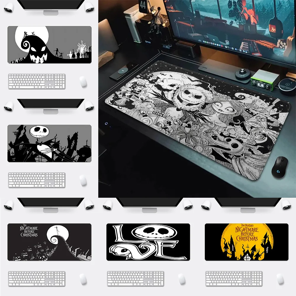 HD Printing Computer Gamers Locking Edge Non-slip Mouse Pad XXL90x40cm Keyboard PC Desk Pad The Nightmare Before Christmas