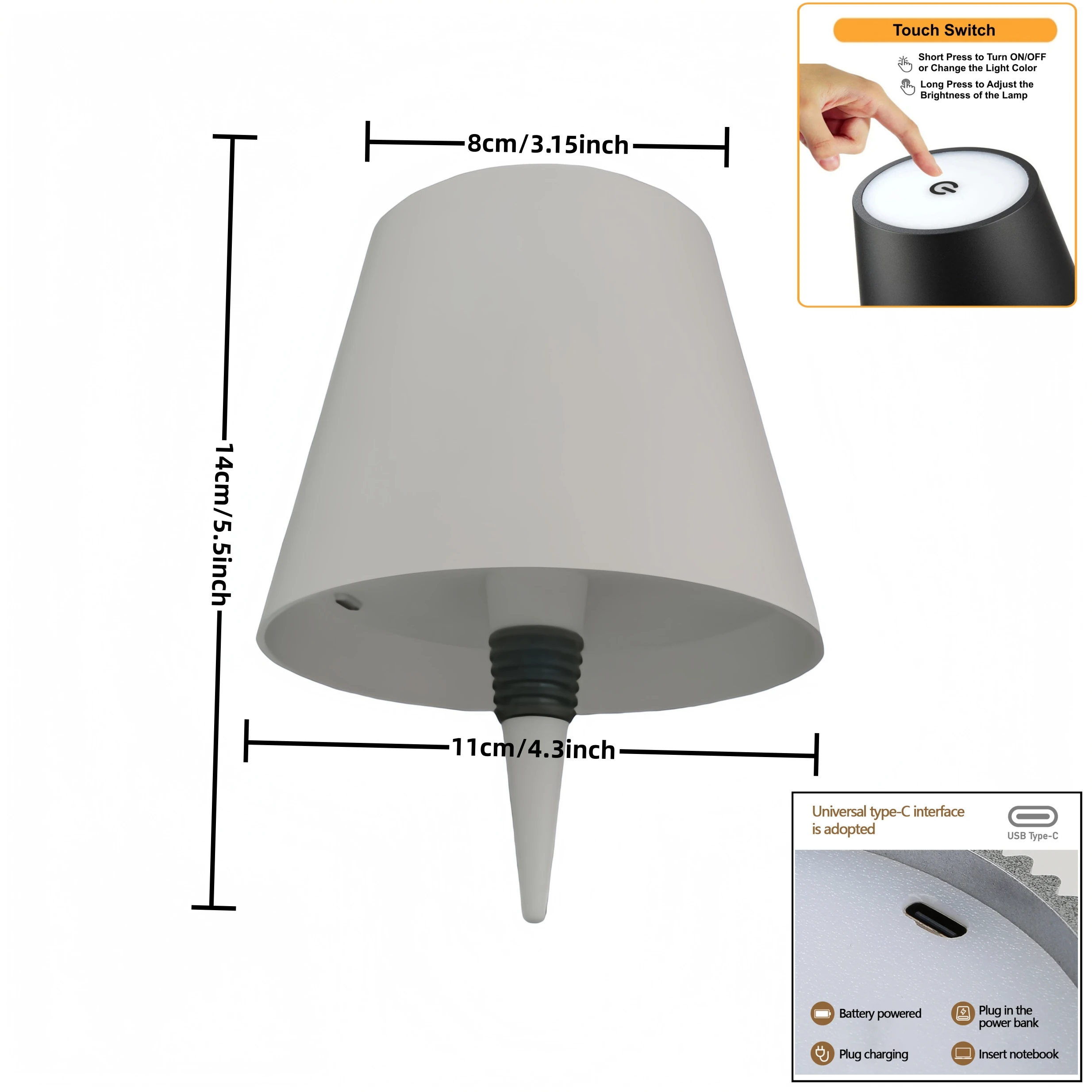 Картина 7: Беспроводная лампа для бутылок вина, 3 цвета и бесступенчатое затемнение, ночной перезаряжаемый светильник типа C, подходящий для бара, винных бутылок, настольные светильники