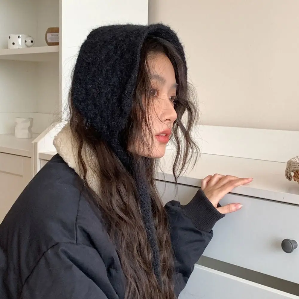 패션 두꺼운 양모 스트랩 귀마개 솔리드 컬러 따뜻한 니트 귀마개 방풍 수제 Earlap Warmer 캐주얼웨어 유지