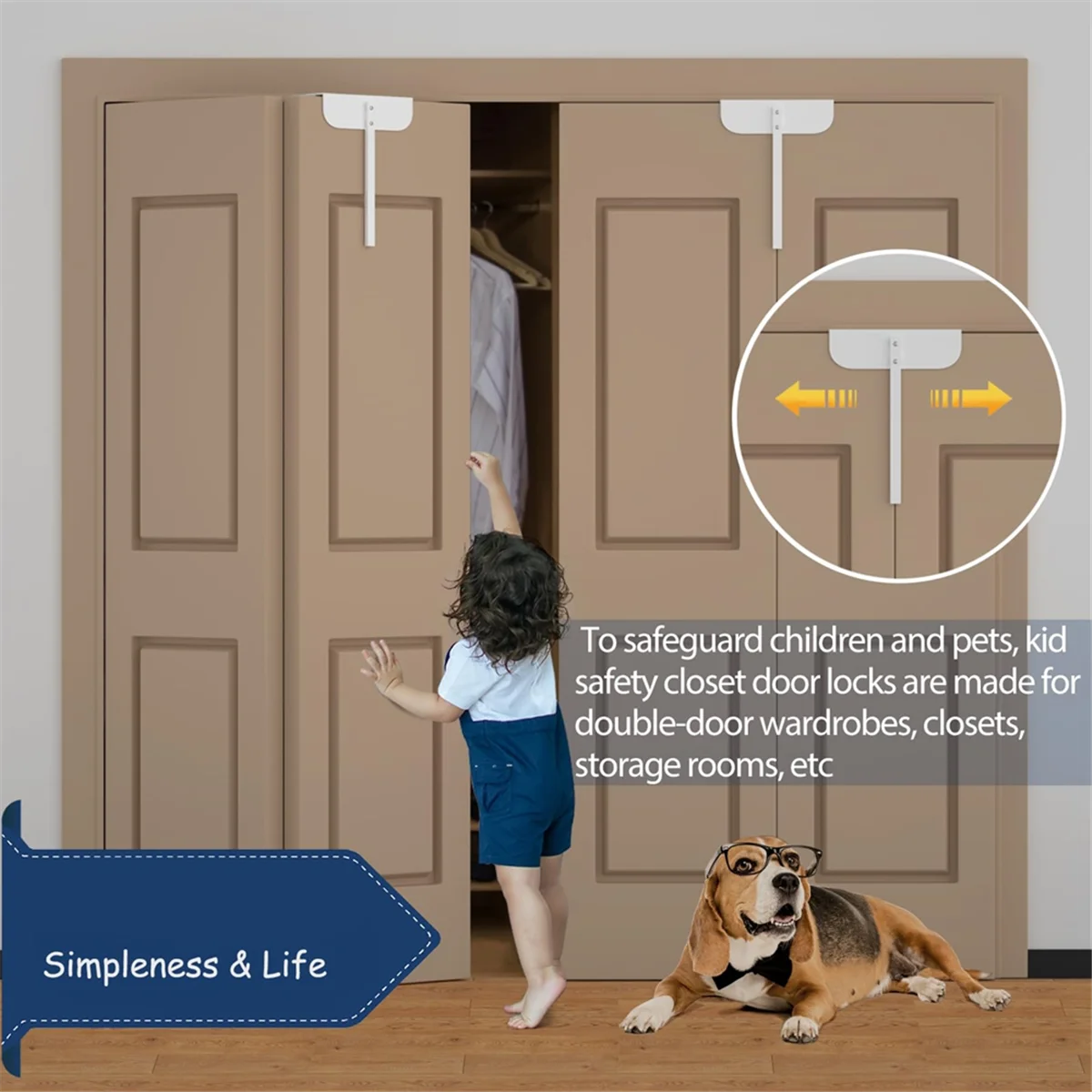 

Versatile Adjustable Bifold Closet Door Lock(Fits 0.6-2Inch Bi-Fold Door)