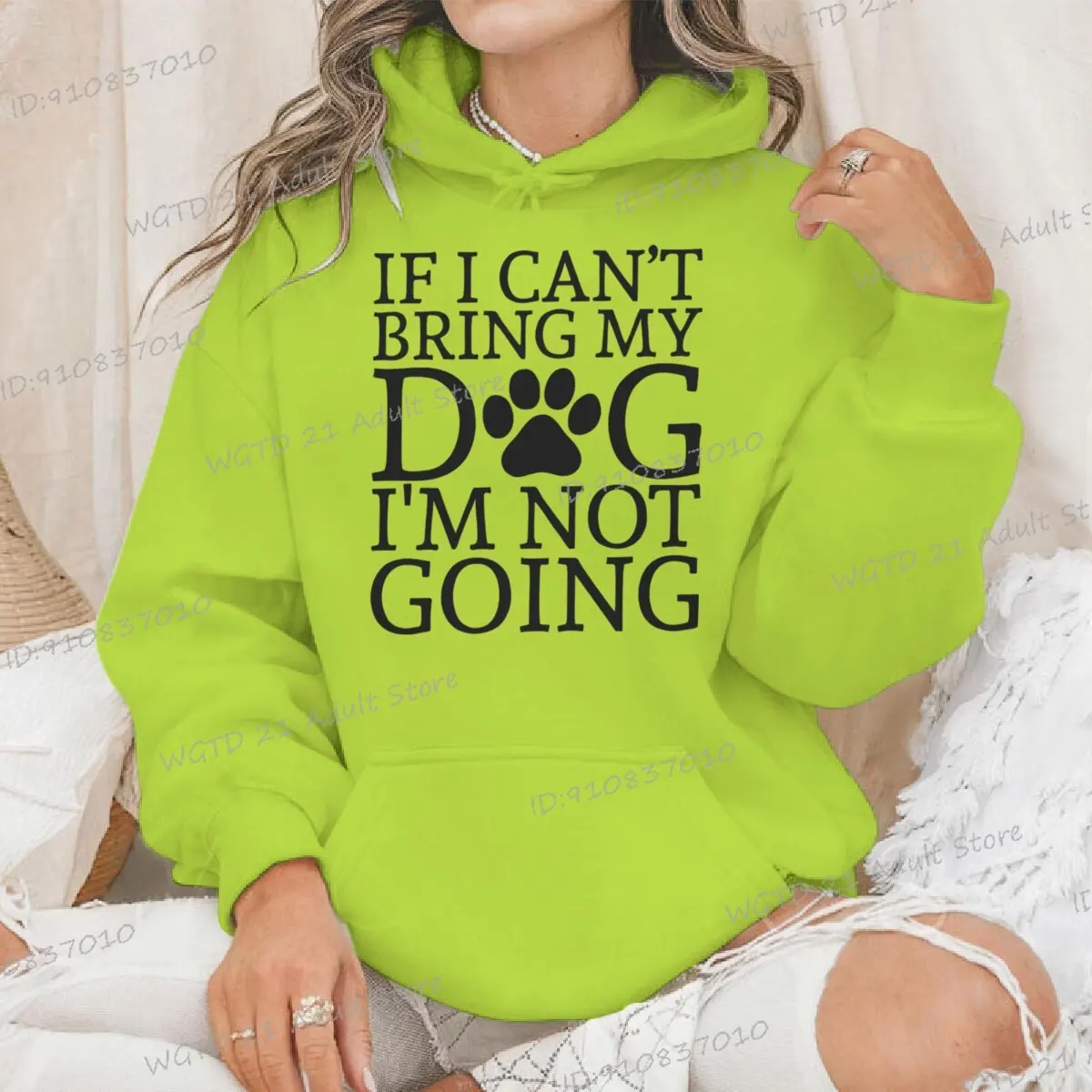 If I Can't Bring My Dog I'm Not Going Print Hoodies Women Harajuku Dog Paw Graphic Sweatshirts Animal Dog Mama Fashion Pullover