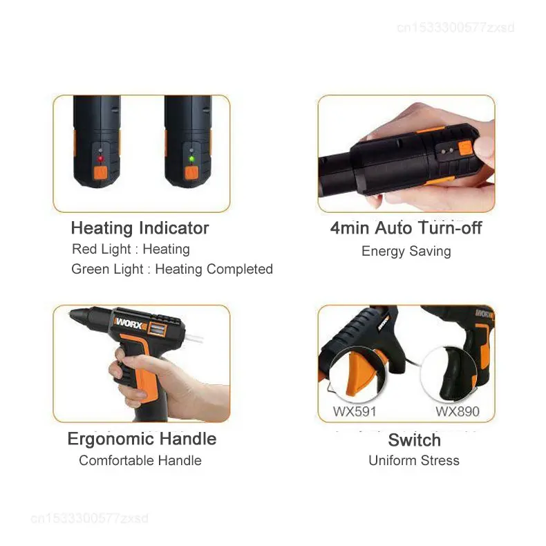 Xiaomi Worx 4V Hot Melt Glue Gun WX890 Mini Industrial Guns Cordless Thermo Electric Repair Tool With 7mm Glue Sticks DIY Tools