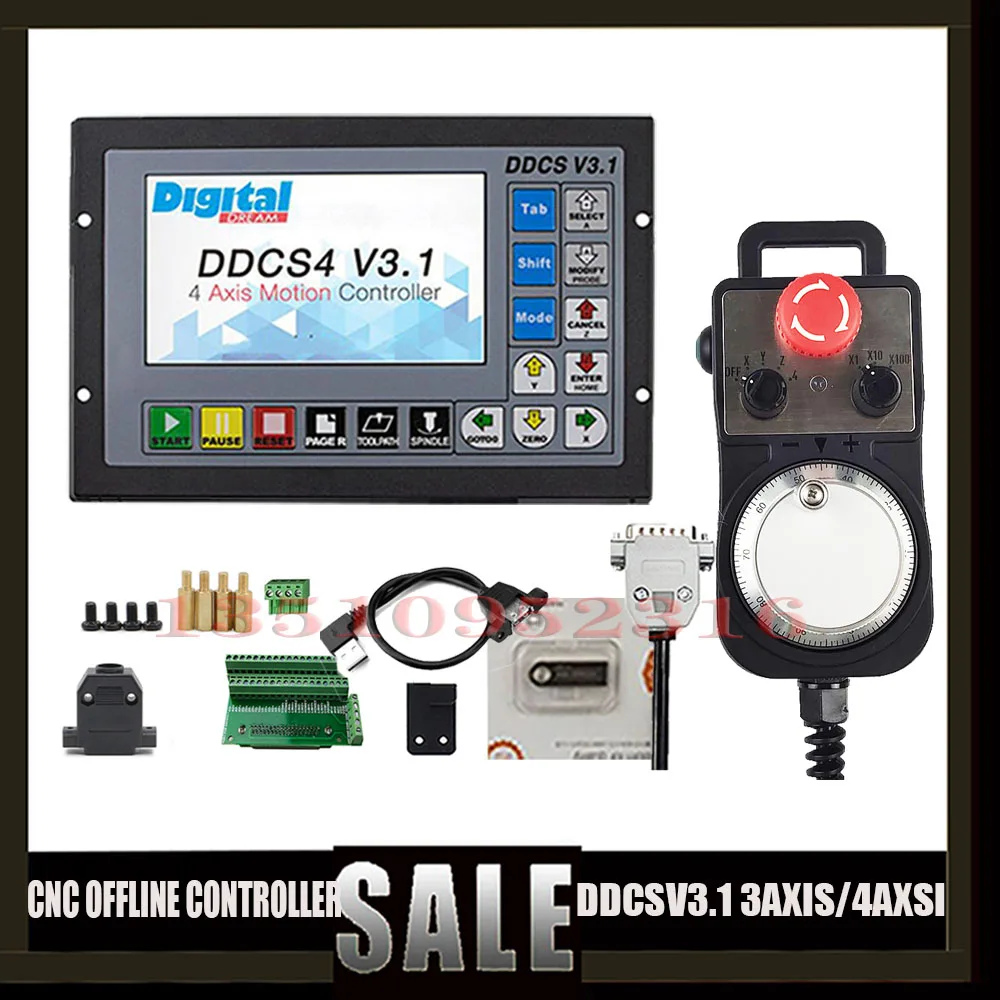 

Ddcsv3.1 3/4 Axis G Code Cnc Offline Independent Controller + Handwheel Mpg For Engraving And Milling Machine, Metal Casing