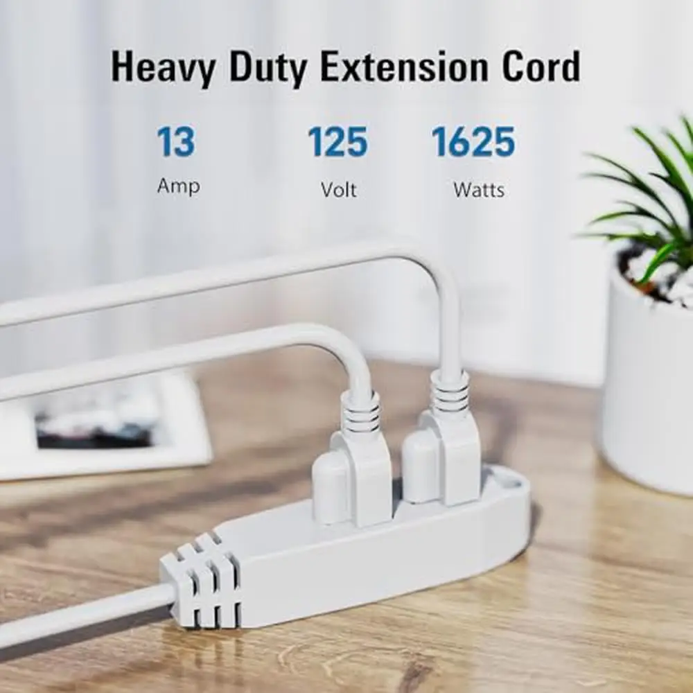 3-Outlet Extension Cord 100Ft UL Listed 16/3 SJTW Grounded 10A 125V 1625W Power Strip Indoor/Outdoor Multi-Plug Use