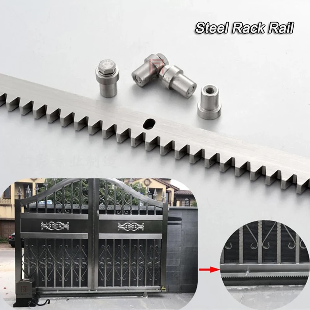 Sliding Gate Motor Gate Galvanized Steel Gear Rail Rack Metallic Zipper 1 Meter Per PCS 50CM Extend Optional with Screws