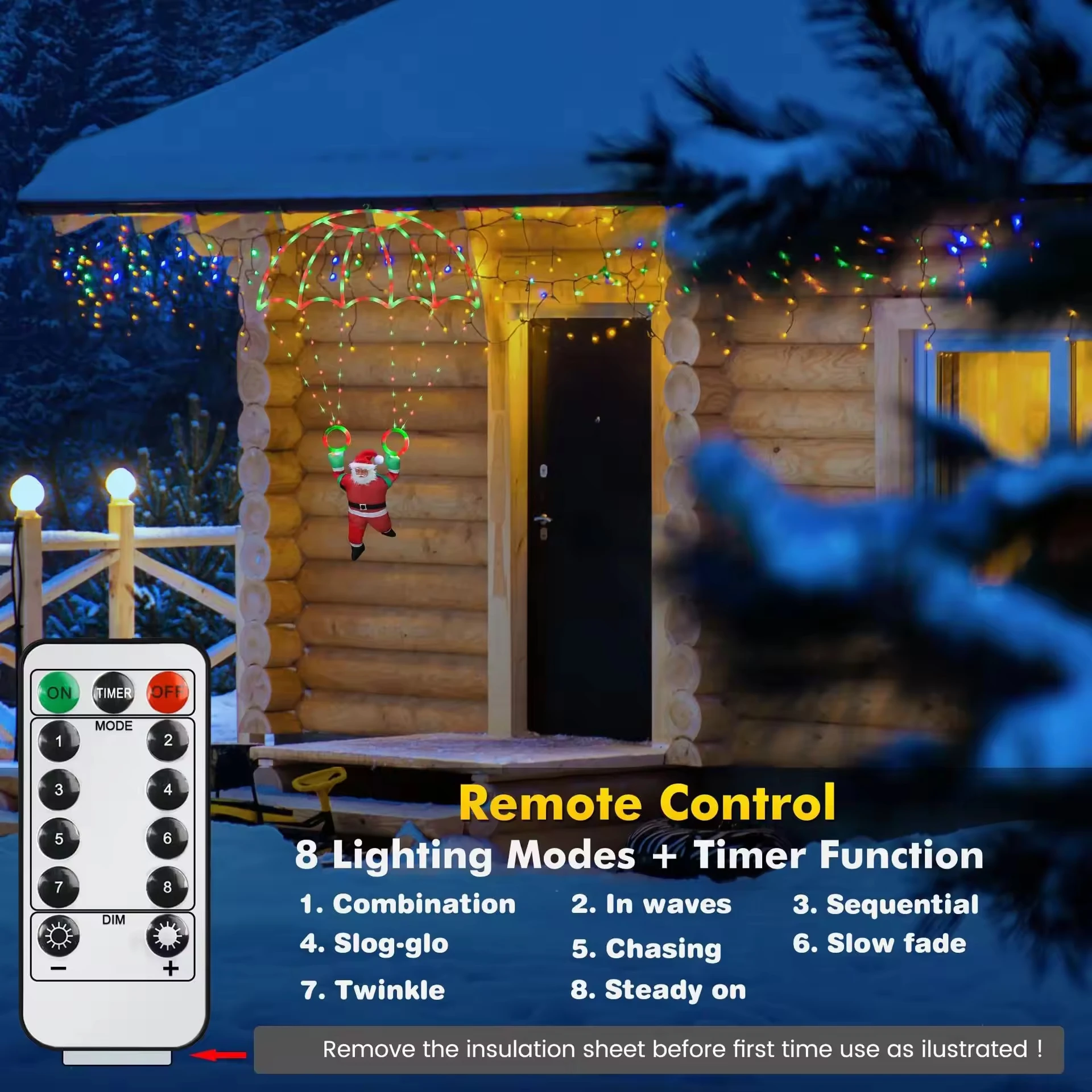 LED lumière décorative de noël Parachute père noël lumière pour fenêtre intérieure porte jardin mur arbre de noël décor lampe étanche