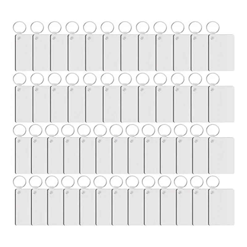 50 Pieces White MDF Blanks Double Side Heat Transfer MDF Blanks Board Key Blank MDF Board Key Rings Blanks