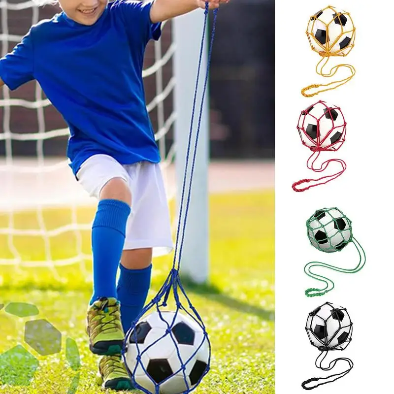 Soccer Ball Net Nylon Mesh Soccer Ball Bag With Drawstring Soccer Football Volleyball Storage Single Ball Carrier